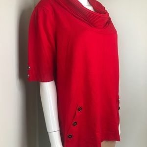 Soft Surroundings WMS 1X Red Mock Neck Knit Top